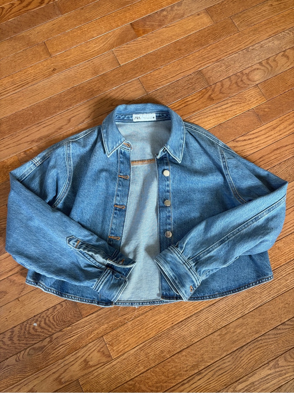 ZARA Light Blue Cropped Denim Jacket